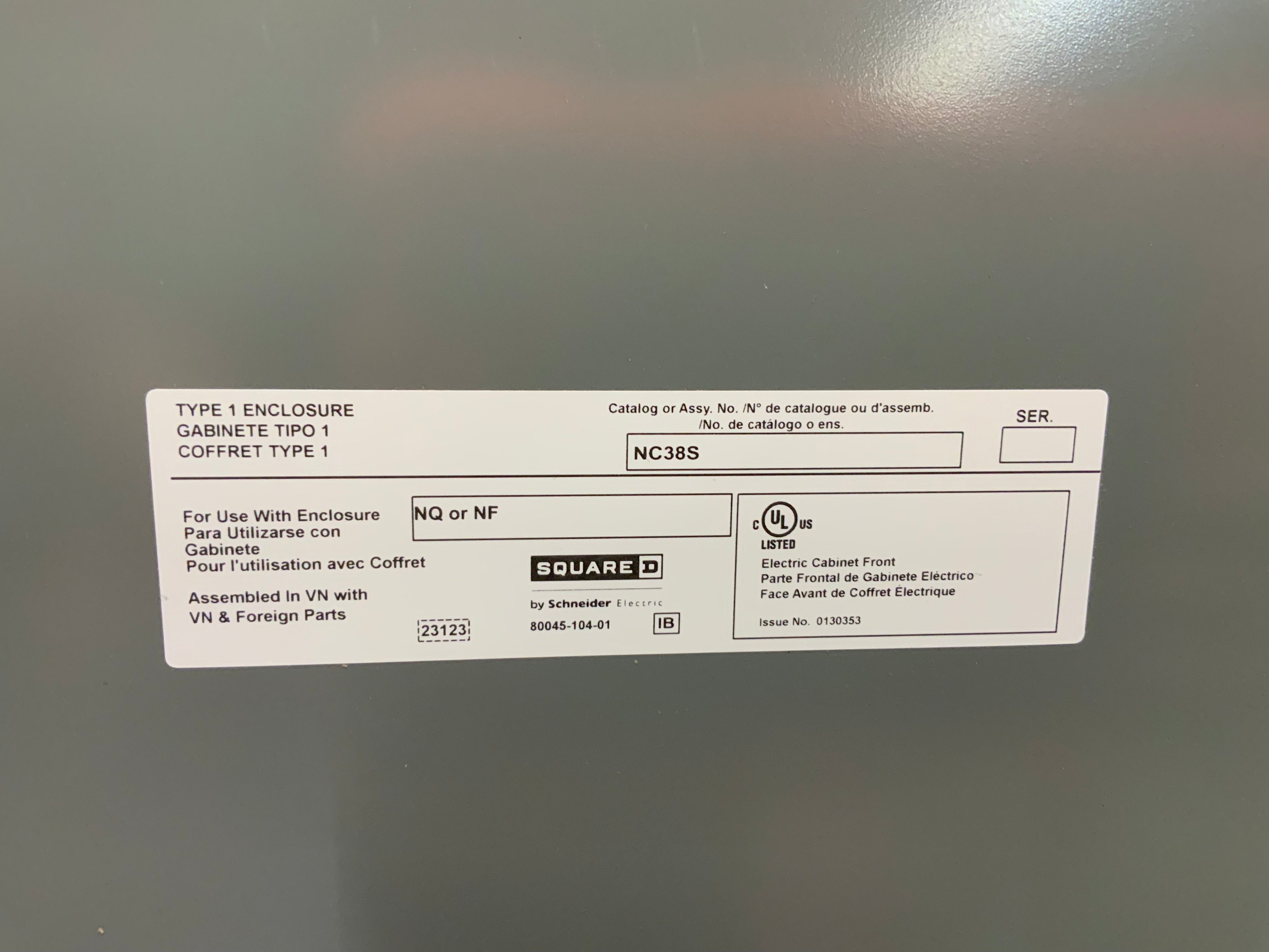 Square D NC38S Enclosure Cover (8128755040494)